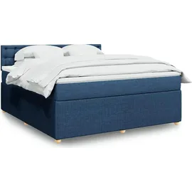 vidaXL Boxspringbett mit Matratze Blau 180x200 cm Stoff