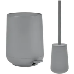 Zone Denmark Bad Accessoires 2tlg Set Pedaleimer und Toilettenbürste grau