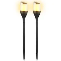 GLOBO Solarfackel Außenleuchte Kunststoff H 64,5 cm 2er Set schwarz
