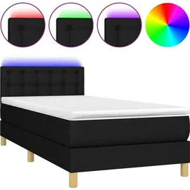 vidaXL Boxspringbett mit Matratze & LED Schwarz 100x200 cm Stoff