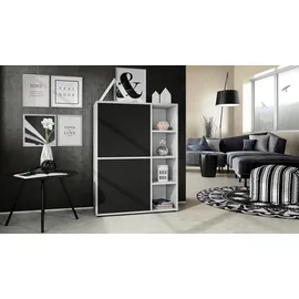Vladon Highboard 79 x 105,5 x 35,5 cm Weiß matt / Schwarz matt
