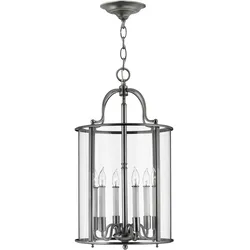 Licht-Erlebnisse Hängeleuchte AVELINE Zinn Metall Glas 6x E14 max. 60W LE51132
