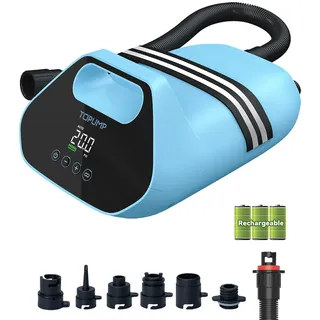 TOPUMP SUP Pumpe Elektrisch Akku TPS300, 20 PSI Hochdruck Elektrische SUP Luftpumpe, 96,2 Wh, Type-C Schnellladung, Auto-Off für Aufblasbare Stand Up Paddle Boards, Boote, Kajak, Kitesurf