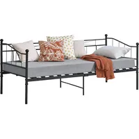 [en.casa] Arjeplog 90x200 cm Bettgestell Jugendbett Metallbett Einzelbett Schwarz