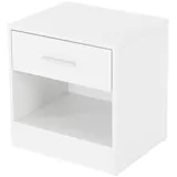 ML-Design Nachttisch mit Einer Schublade Offenem Fach, Weiß, Holz, 36,5x38,5x30cm,