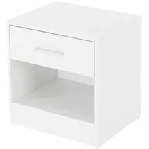 ML-Design Nachttisch mit Einer Schublade Offenem Fach, Weiß, Holz, 36,5x38,5x30cm,
