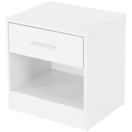 ML-Design Nachttisch mit Einer Schublade Offenem Fach, Weiß, Holz, 36,5x38,5x30cm,