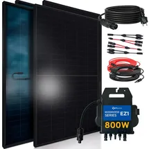 sunniva Balkonkraftwerk Full Black Bifazial 800 W inkl. AP Systems EZ1-M 800 W Wechselrichter + 4 x 460 W Solarmodule
