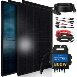 sunniva Balkonkraftwerk Full Black Bifazial 800 W inkl. AP Systems EZ1-M 800 W Wechselrichter + 4 x 460 W Solarmodule