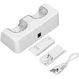 Duale Ladestation für den Akku der Wii-Fernbedienung, Tragbar und Langlebig mit Einfachem Aufladen, 2800-mAh-Lithium-Akku, Geeignet für Wii-Controller (White)