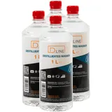 D.LINE Destilliertes Wasser 4x 1 Liter, Entmineralisiert nach Vorschrift VDE 0510 und DIN 43530