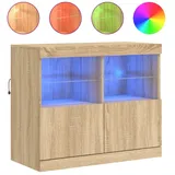 vidaXL Sideboard mit LED-Leuchten Sonoma-Eiche 81x37x67 cm