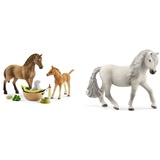 SCHLEICH 42432 HORSE Club Sarahs Tierbaby-Pflege, für Kinder ab 5-12 Jahren, HORSE Club - Spielset & 13942 Islandpony Stute, für Kinder ab 5-12 Jahren, HORSE Club - Spielfigur