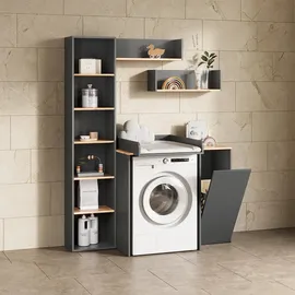 livinity Waschmaschinenschrank Paolina 68 x 88,2 cm Anthrazit/Goldkraft Eiche