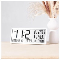 Welikera Wanduhr LCD Wanduhr,Multifunktionale Großbild Uhr mit Temperatur,Kalender