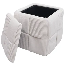 Mendler Hocker HWC-Q47 Cord 43 x 40 x 40 cm Beige