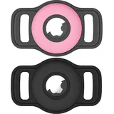 Airtag Hundehalsbandhalter: 2 Pack Soft Silikon Air Tag Halter für Haustier Hunde Katzen Halsband, Stabile AirTag Dog Tracker Schutzhülle, Haustierfreundliches Zubehör Kompatibel mit Apple Airtag,