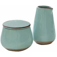 Loberon Zuckerdose und Milchkännchen Biarré Mediterraner Charakter, Schlichtes Design,