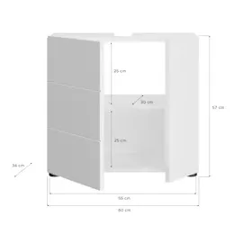 inn.furn Waschbeckenunterschrank weiß Hochglanz 60 x 56 cm Larik in Badezimmer Unterschrank
