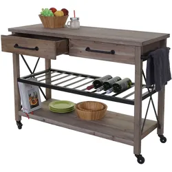 Servierwagen MCW-C86, Küchenwagen Barwagen Rollwagen Küchenhelfer Beistellwagen Teewagen, 85x114x47cm ~ shabby braun