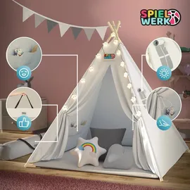 SPIELWERK Spielzelt 130 x 130 x 160 cm Baumwolle Weiß