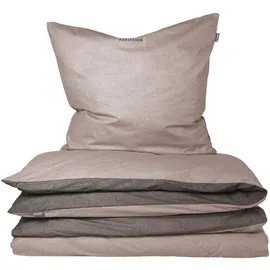 SCHIESSER Doubleface Renforcé taupe/dunkelgrau 155 x 220 cm + 80 x 80 cm