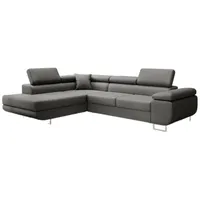 Luxusbetten24 Schlafsofa Designer Sofa Aston Kunstleder, mit Stauraum und Schlaffunktion grau