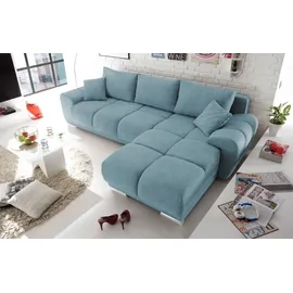 ed exciting design Sofa Anton mit Schlaffunktion & Bettkasten in verschiedenen Farben erhältlich Luxus-Webstoff Flachgewebe beidseitig montierbar ... - Blau