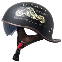 Beteammer Halbschalenhelm Schwalbenschwanz-Design Motorrad-Helm, Helm Roller mit Visier Einstellbar Schnellverschluss-Gurt, für Chopper Biker Moped ECE-Zulassung (55-61cm), L