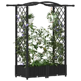 vidaXL Hochbeet mit Rankgitter und Dach 124 x 40 x 125 cm Schwarz