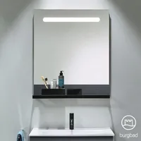 Burgbad Fiumo Leuchtspiegel mit horizontaler LED-Beleuchtung, mit Metallreling, 600x700mm,