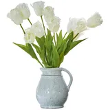 Loberon Kunstblume Tulpe 6er Set Lamarr - weiß/grün