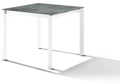Sieger Gartentisch 90x90cm Polytec Zement graphit-Gestell Weiß