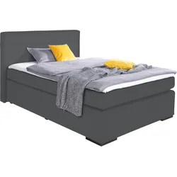 Boxspringbett ALINA "Nikki", grau (grau tls 39), B:153cm L:214cm, Komplettbetten, Boxspringbett, inklusive Matratze und Topper, Füße schwarz