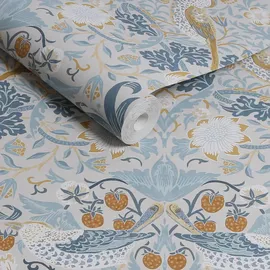 William Morris At Home Vliestapete Strawberry Thief 59 cm x 10 m Blau