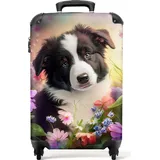 NoBoringSuitcases.com NoBoringSuitcases.com® Trolley Kinder Geschenk - Welpe - Hund - Blumen - Illustration - 55x35x20cm