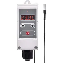 EMOS P5684 Anlegethermostat mit Fernfühler einstellbarer Schaltempfindlichkeit digitalem Display 5 bis 90 °C 45 x 45 x 130 mm