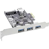 InLine Schnittstellenkarte, 3x+1x USB 3.0, PCIe, mit SATA Strom + LP-Slotblech