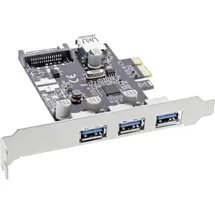 InLine Schnittstellenkarte, 3x+1x USB 3.0, PCIe, mit SATA Strom + LP-Slotblech