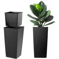 Kadax – Rattan Blumentopf, Pflanzkübel mit Einlage, 30 cm,