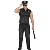 FIESTAS GUIRCA Sexy Polizei-Kostüm Herren mit Stripperhose – Schwarze Polizei Uniform Herren mit Polizeimütze – Sexy Polizist Kostüm Herren – Stripper Junggesellenabschied Kostüm Herren Größe M 48-50