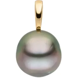 Perlen-Anhänger FIRETTI "Schmuck Geschenk Gold 375 Halsschmuck Anhänger Halskette Perle", schwarz (gelbgoldfarben, schwarz), Schmuckanhänger, Damen, Gelbgold 375-Perlen, 1,50 g, Gelbgold 375, Perlen, Made in Germany - mit Tahitizuchtperle