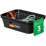 Novaliv Aufbewahrungsbox - (3 St), 3x Aufbewahrungskorb Rattan schwarz 14.00 cm x 6 cm