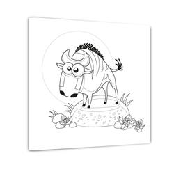 Bilderdepot24 Wandbild, Gnu - Ausmalbild 60 cm x 60 cm