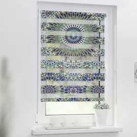 Lichtblick Duo Rollo / Doppelrollo Klemmfix 80 x 150 cm orientalisches muster/blau grün