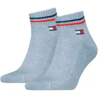 2er Pack TOMMY HILFIGER Iconic Quarter Socken 004 - light blue melange 35-38