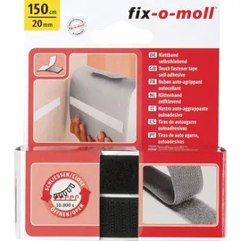 fix-o-moll Klettband selbstklebend Schwarz 150 cm x 20 mm