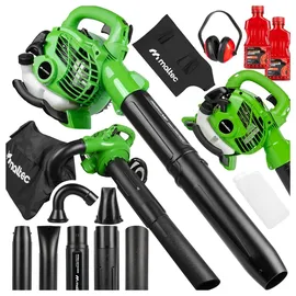Maltec Benzin Laubsauger Laubbläser Gartenstaubsauger mit Häcksler MalTec MasterBlow7500W Motor 2-Takt 26cc Staubsauger Schredder