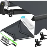 Kesser KESSER® Elektrische Gelenkarmmarkise mit Fernbedienung Markise Gelenkmarkise Terrassenmarkise Klemmmarkise Sonnenmarkise inkl. Wandhalterung Sonnenschutz Balkonmarkise wasserabweisender