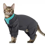 OP Body Katze - Katzenbody nach OP & Leckschutz Katze, Alternative zum Trichter | Vierbeinig Schutzanzug für Wundschutz & Genesung | Katzenanzug weich (Grau M)